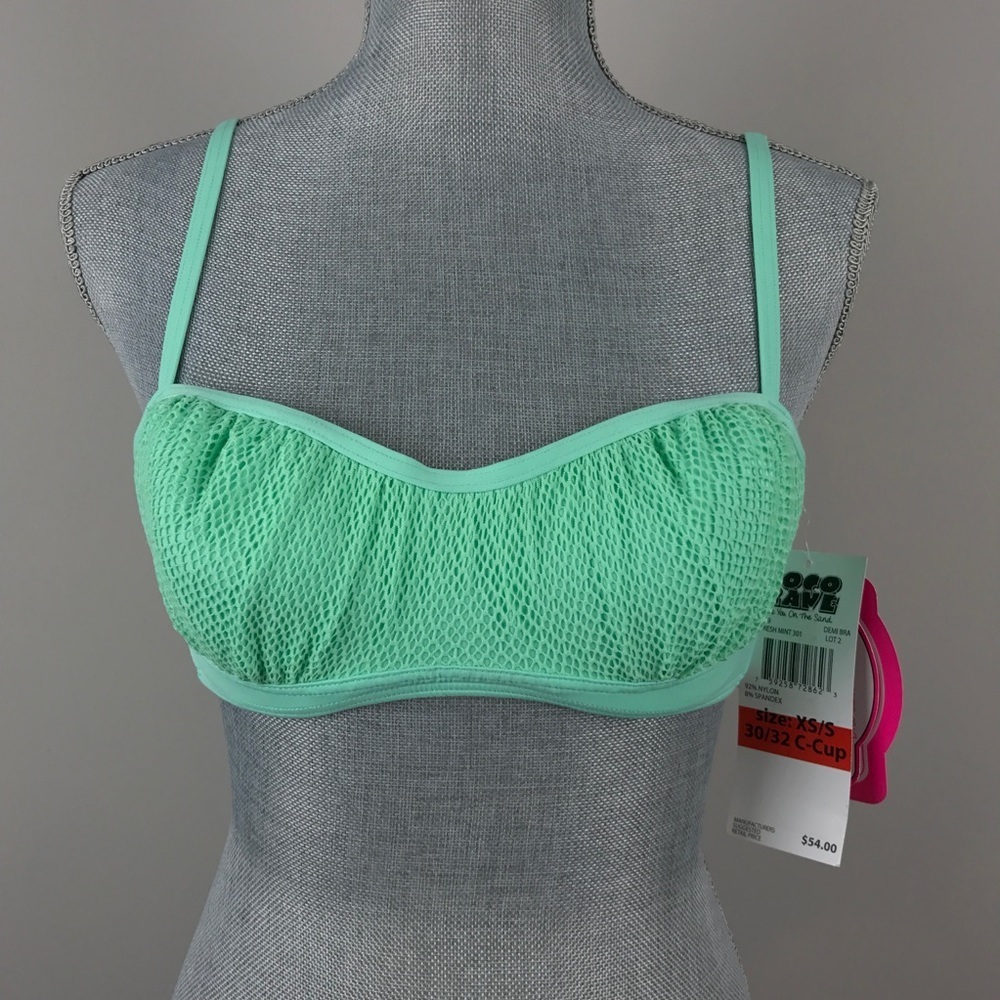 Mint Green Women's Mesh Bandeau Bikini Top